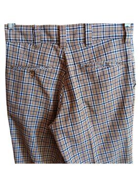 True vintage 28x30 1970's Flare Pants Disco Hippy Plaid Gold/Black Clothy Knit